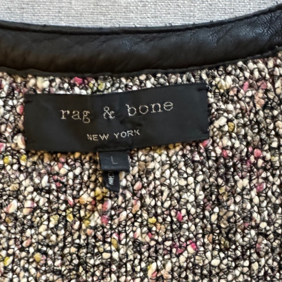 Rag & Bone Women's raglan/boucle Jacket with Black Leather trim size large - Picture 2 of 5